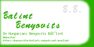 balint benyovits business card